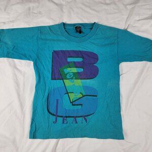 Vintage Levis Big Jean Kids Small Graphic Tee Shirt Turquoise School Casual